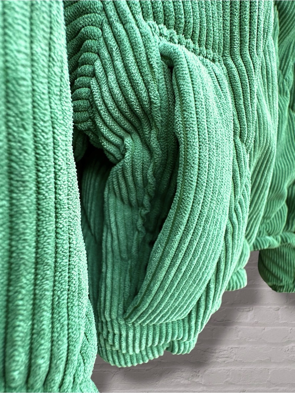 Love Tree Kelly Green Corduroy Cropped Puffer Jacket L Quilted Streetwear Coat - Picture 5 of 15